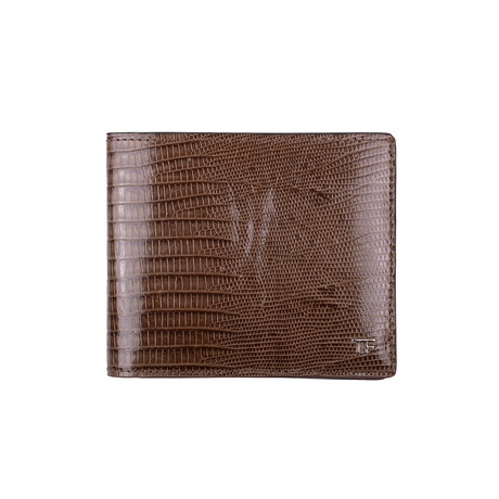 Tom Ford // Glossy Lizard Bifold Leather // Brown