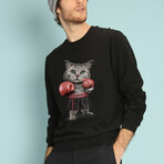 Boxing Cat Sweatshirt // Black (X-Small)