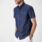 Camilot Button Down Shirt // Navy (Small)