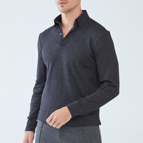 Charles Long Sleeve Polo Shirt // Black (Small)