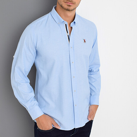 Solid Placket Detail Button Up // Light Blue (S)