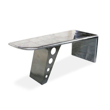 Large Aviator Executive Desk // Polished Aluminum Aircraft Wing // 86"