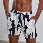 Bill Swim Trunks // Black + White Camo (L)