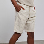 Striped Linen Bermuda Shorts // Sand (S)