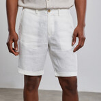 Deluxe Linen Bermuda Shorts // White (M)