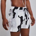 Bill Swim Trunks // Black + White Camo (L)