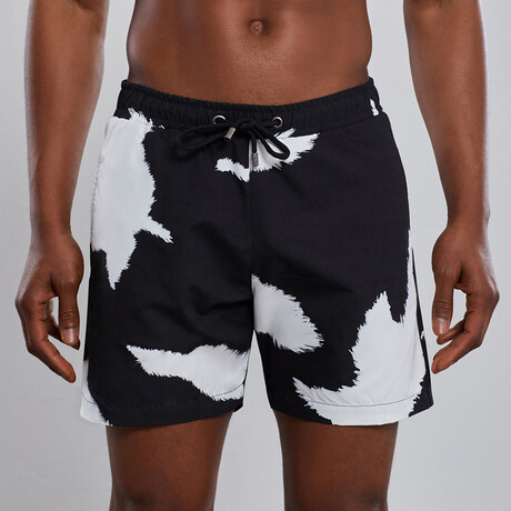 Cow Swim Trunks // Black + White (S)