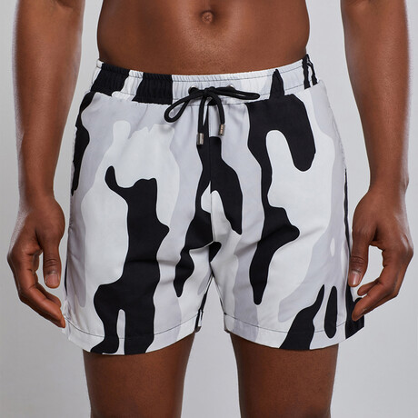 Bill Swim Trunks // Black + White Camo (S)