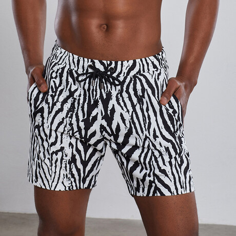 Zebra Swim Trunks // Black + White (S)