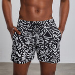 Hypnotic Swim Trunks // Black + White (L)