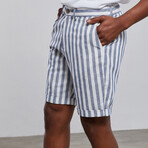 Marine Linen Bermuda Shorts // Blue + White (S)