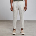 Carrot Fit Chino Linen Pants // Sand (L)