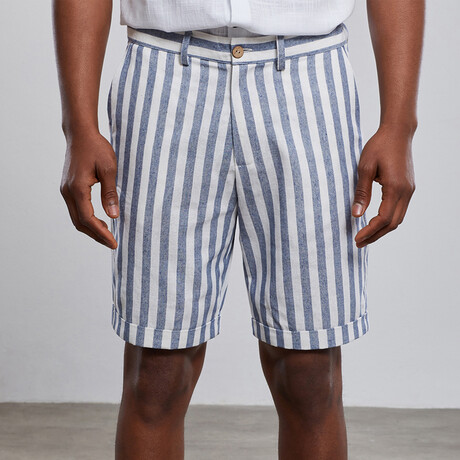 Marine Linen Bermuda Shorts // Blue + White (S)