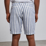 Marine Linen Bermuda Shorts // Blue + White (S)