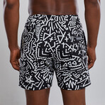 Hypnotic Swim Trunks // Black + White (L)