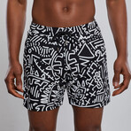 Hypnotic Swim Trunks // Black + White (L)