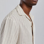 Striped Linen Oversize Shirt // Sand (L)