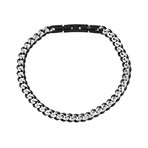 Cuban Link Bracelet // 5mm // Black + Steel (Medium)