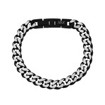 Cuban Link Bracelet // 8mm // Black + Steel (Medium)