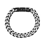 Cuban Link Bracelet // 11mm // Black + Steel (Medium)
