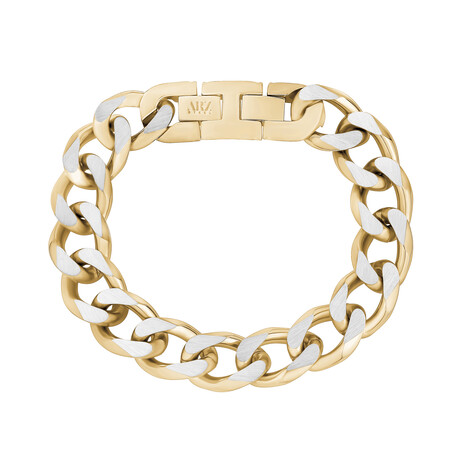 Cuban Link Bracelet // 15mm // Gold + Steel (Medium)