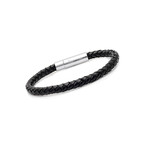 Leather + Stainless Steel Bracelets // Set of 2 // Black