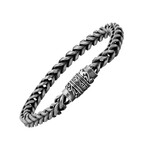 Oxidized Stainless Steel Wheat Link Bracelet + Antique Accents Clasp // Metallic