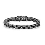 Oxidized Stainless Steel Round Box Chain Bracelet // Metallic
