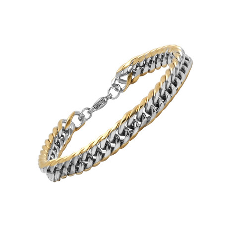 Stainless Steel Cuban Chain Link Bracelet // 18K Gold Plated