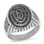 Stainless Steel + Simulated Diamonds Ring // Metallic (Size 9)