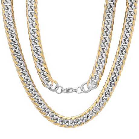 Stainless Steel Cuban Chain Link Necklace // 18K Gold Plated