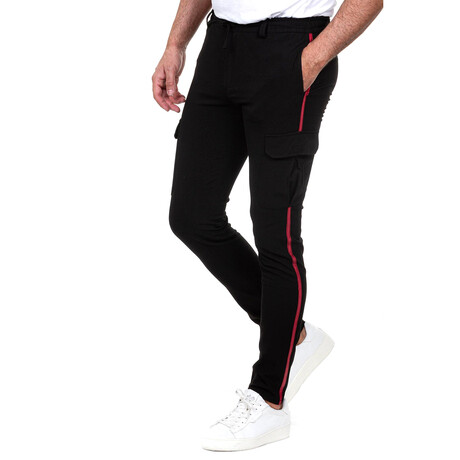 Senago Track Bottom // Black + Red (S)
