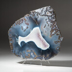 Genuine Moss Agate Geode + Acrylic Display Stand