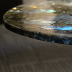 Genuine Polished Labradorite Round Table Top + Frame