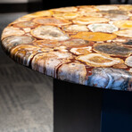 Genuine Polished Polychrome Jasper Round Table Top + Frame