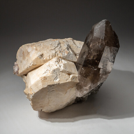 Massive Genuine Smokey Quartz Crystals on Feldspar Matrix