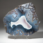 Genuine Moss Agate Geode + Acrylic Display Stand