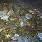 Genuine Polished Labradorite Round Table Top + Frame