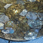 Genuine Polished Labradorite Round Table Top + Frame