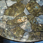 Genuine Polished Labradorite Round Table Top + Frame