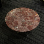 Genuine Polished Strawberry Quartz Round Table Top + Frame