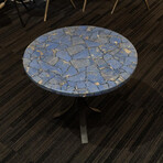 Genuine Polished Blue Quartz Round Table Top + Frame