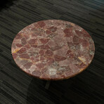 Genuine Polished Strawberry Quartz Round Table Top + Frame