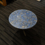 Genuine Polished Blue Quartz Round Table Top + Frame