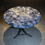 Genuine Polished Sodalite Round Table Top + Frame