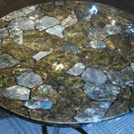 Genuine Polished Labradorite Round Table Top + Frame