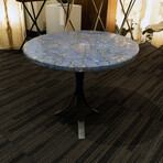 Genuine Polished Blue Quartz Round Table Top + Frame