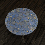 Genuine Polished Blue Quartz Round Table Top + Frame