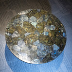 Genuine Polished Labradorite Round Table Top + Frame