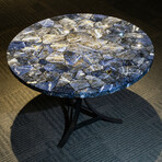 Genuine Polished Sodalite Round Table Top + Frame